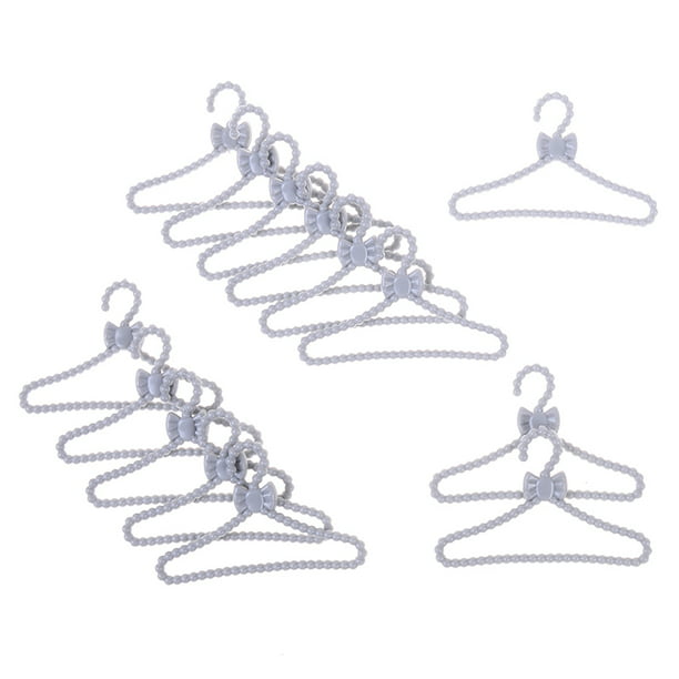 20pcs mini gray hangers bowknot design dollhouse dress clothes accessories HU
